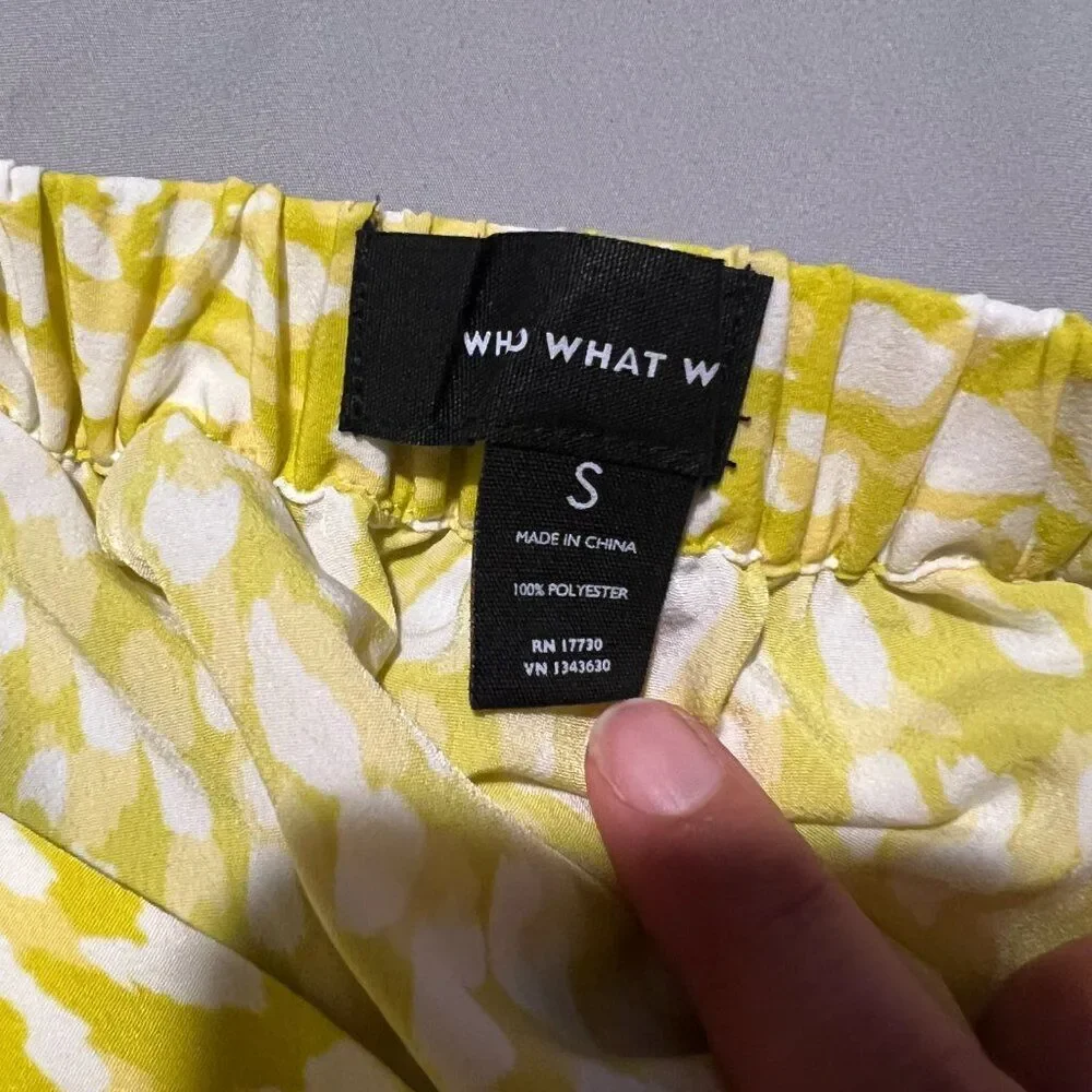 Who What Wear Yellow Citrus Leopard Print‎ Tiered Midi Skirt small